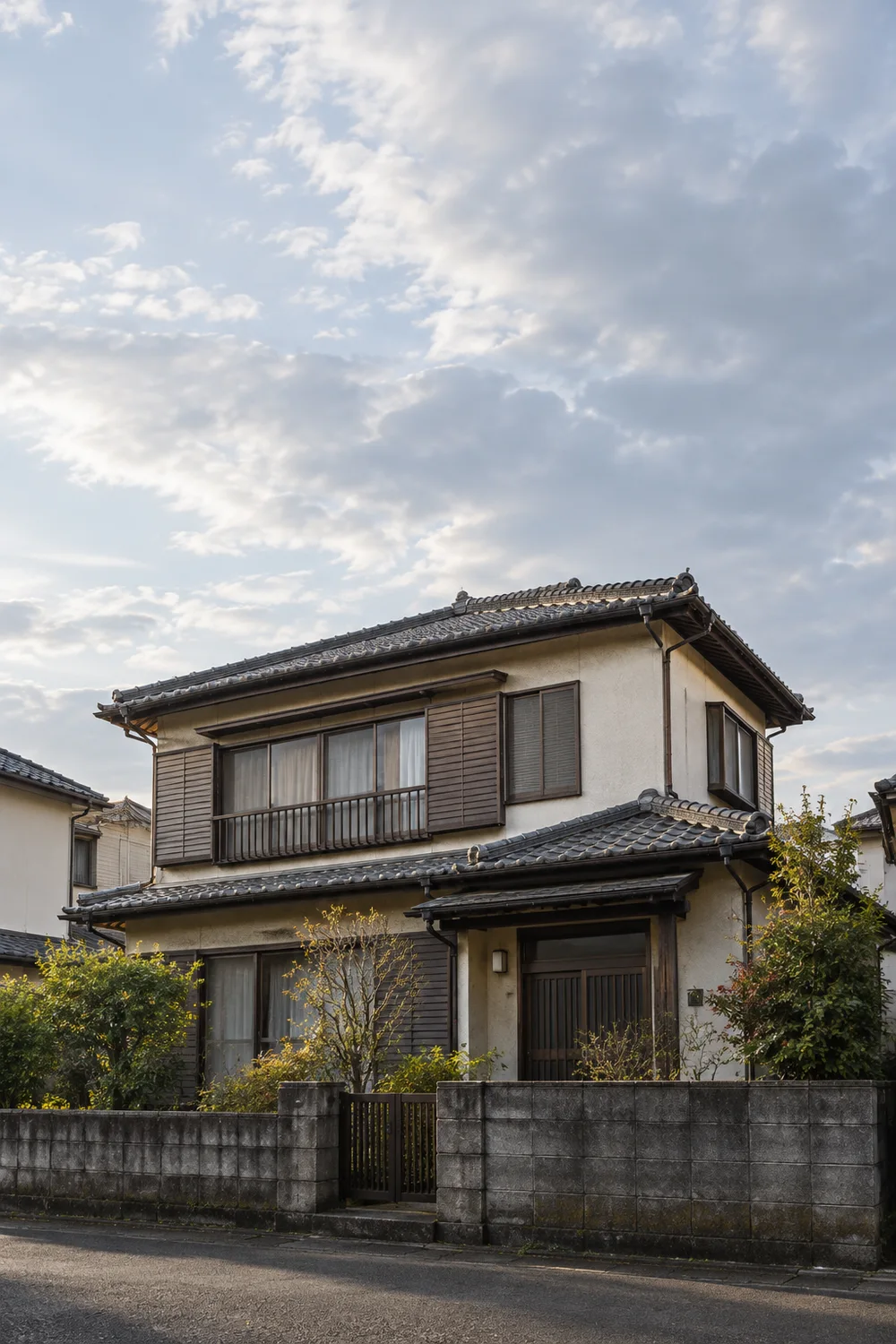 瓦屋根の、年数を重ねた木造の実家をイメージした写真