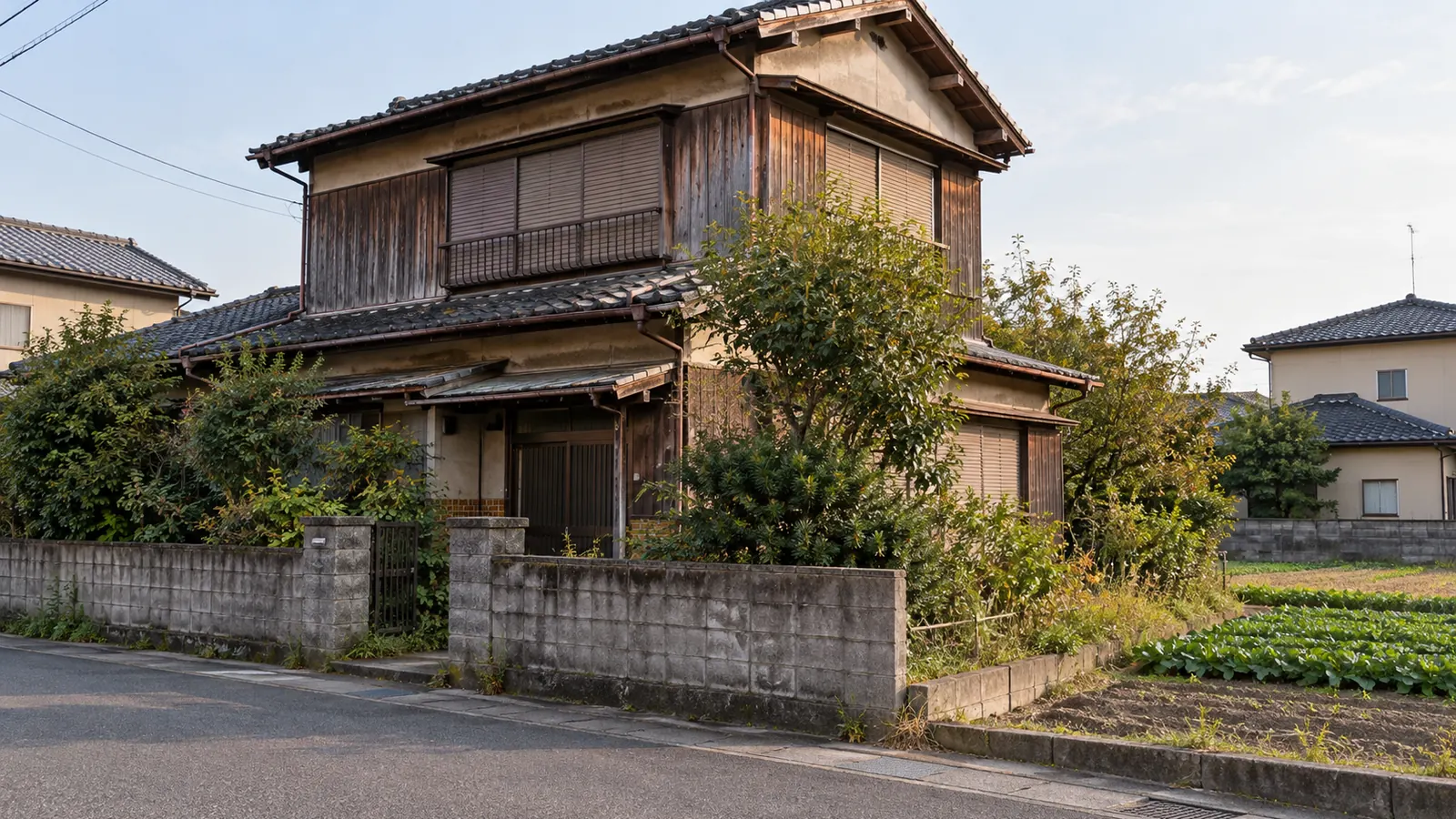 安城市の住宅街に建つ、築年数の古い木造2階建ての家