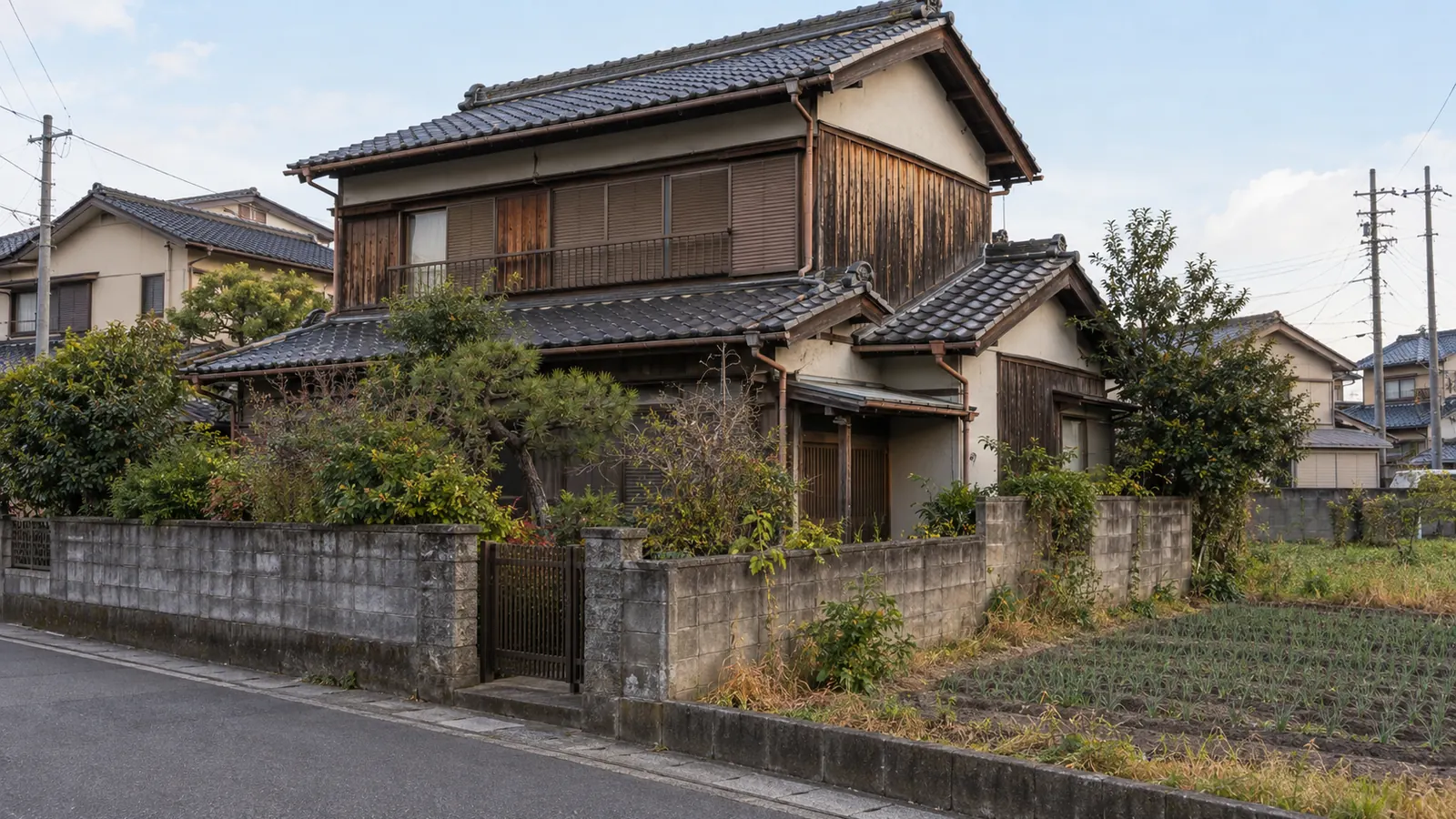一宮市の住宅街に建つ、築年数の古い木造2階建ての家