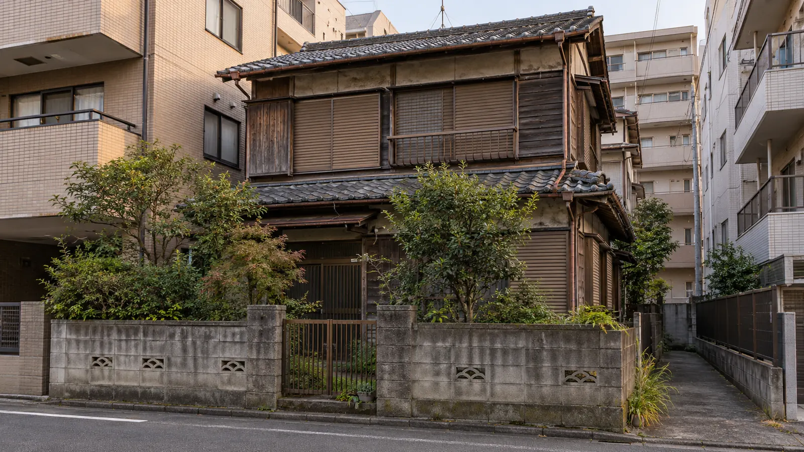 名古屋市の住宅街に建つ、築年数の古い木造2階建ての家