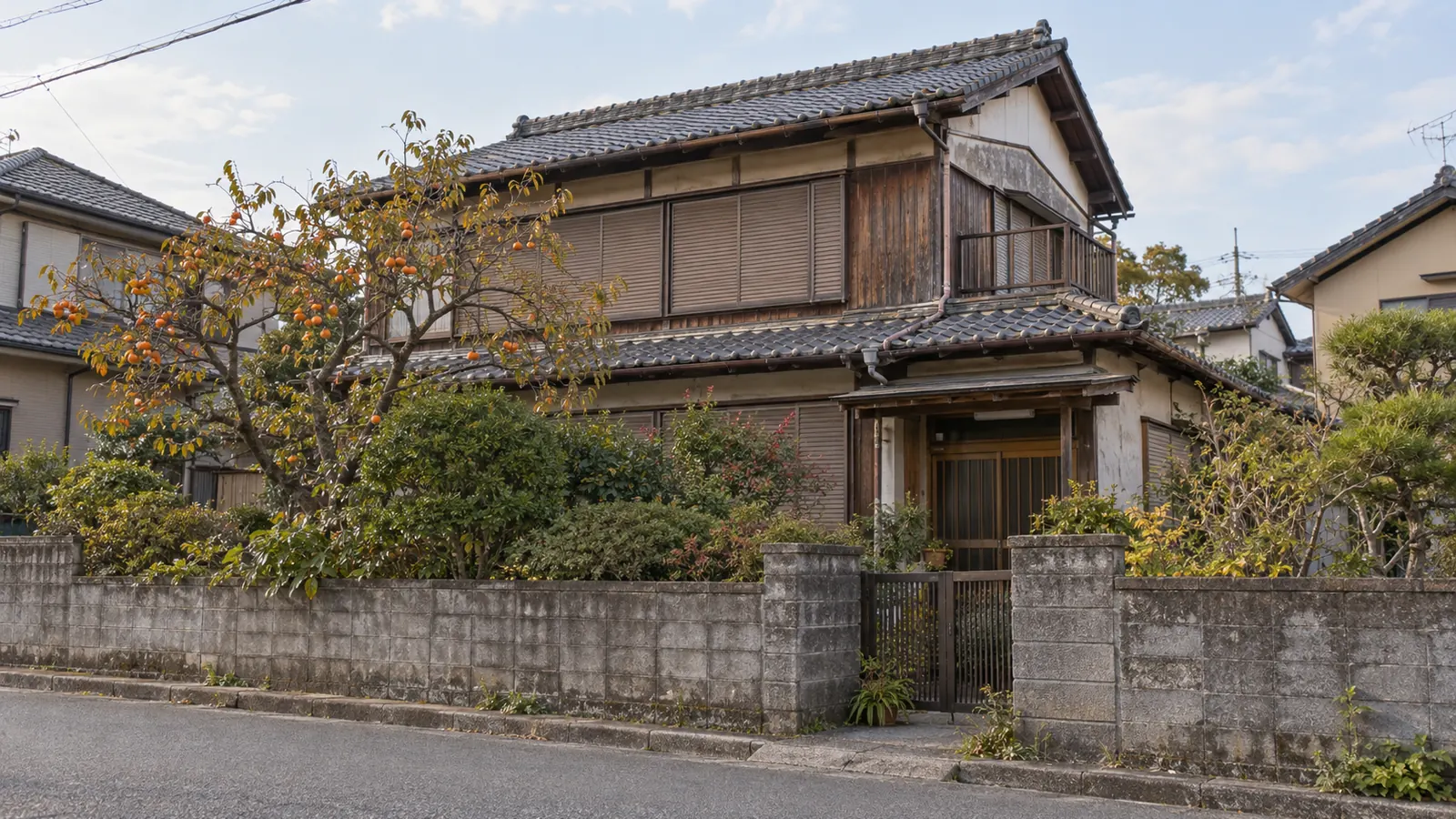 豊橋市の住宅街に建つ、築年数の古い木造2階建ての家