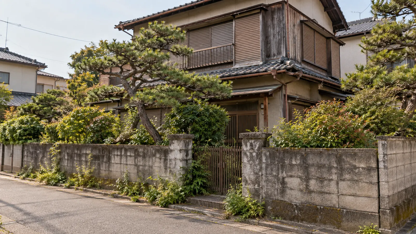 市川市の住宅街に建つ、築年数の古い木造2階建ての家
