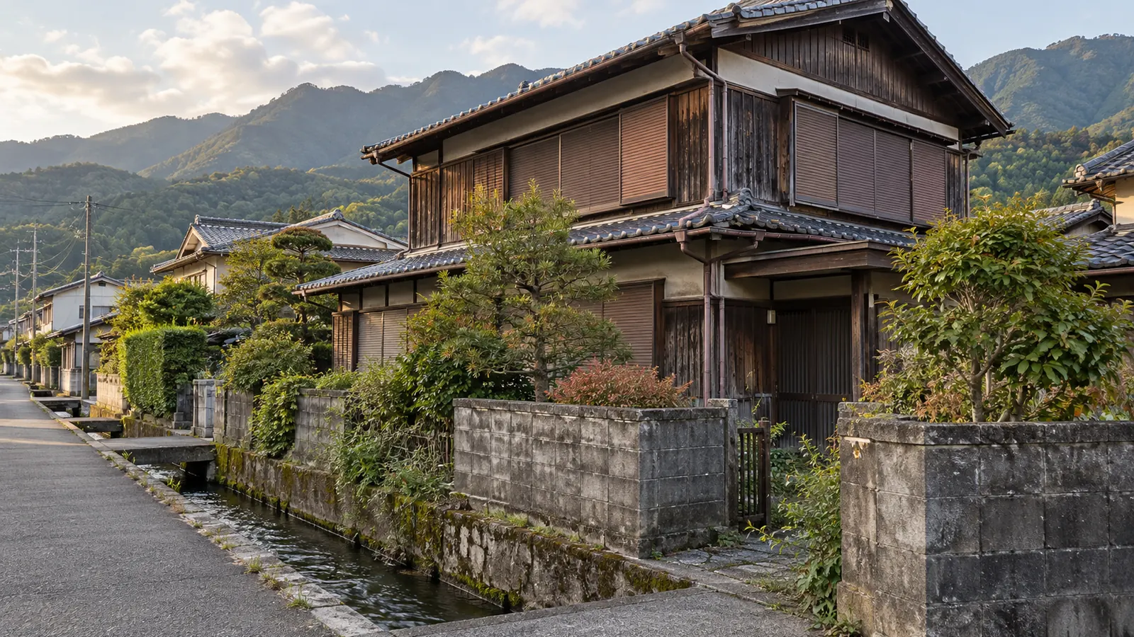 西条市の住宅街に建つ、築年数の古い木造2階建ての家