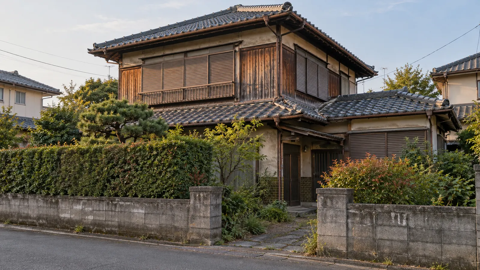 伊勢崎市の住宅街に建つ、築年数の古い木造2階建ての家
