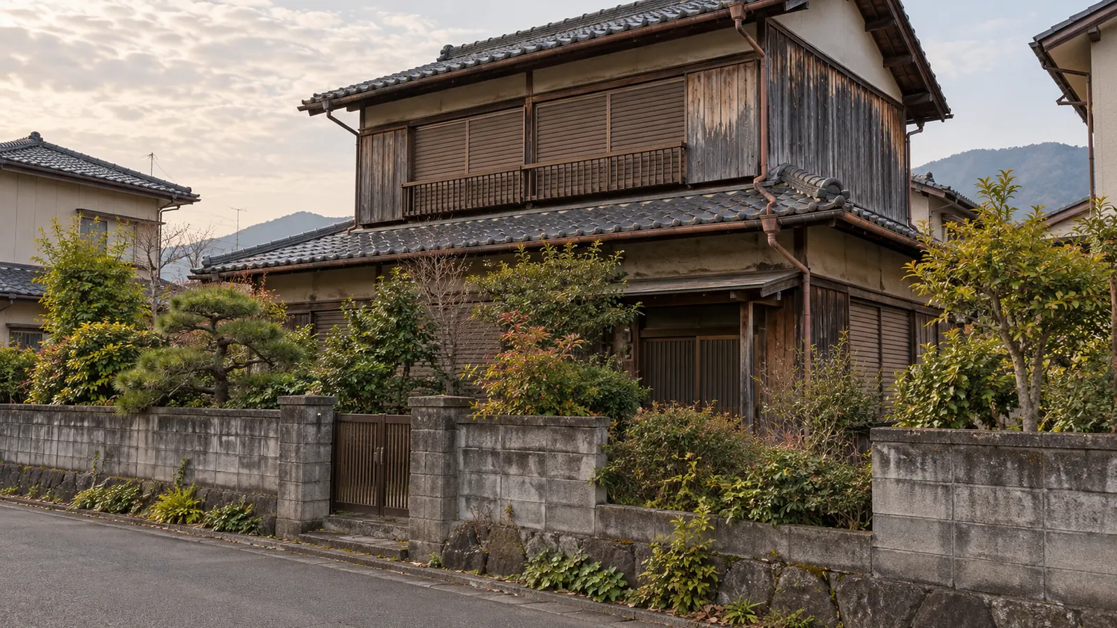 高崎市の住宅街に建つ、築年数の古い木造2階建ての家