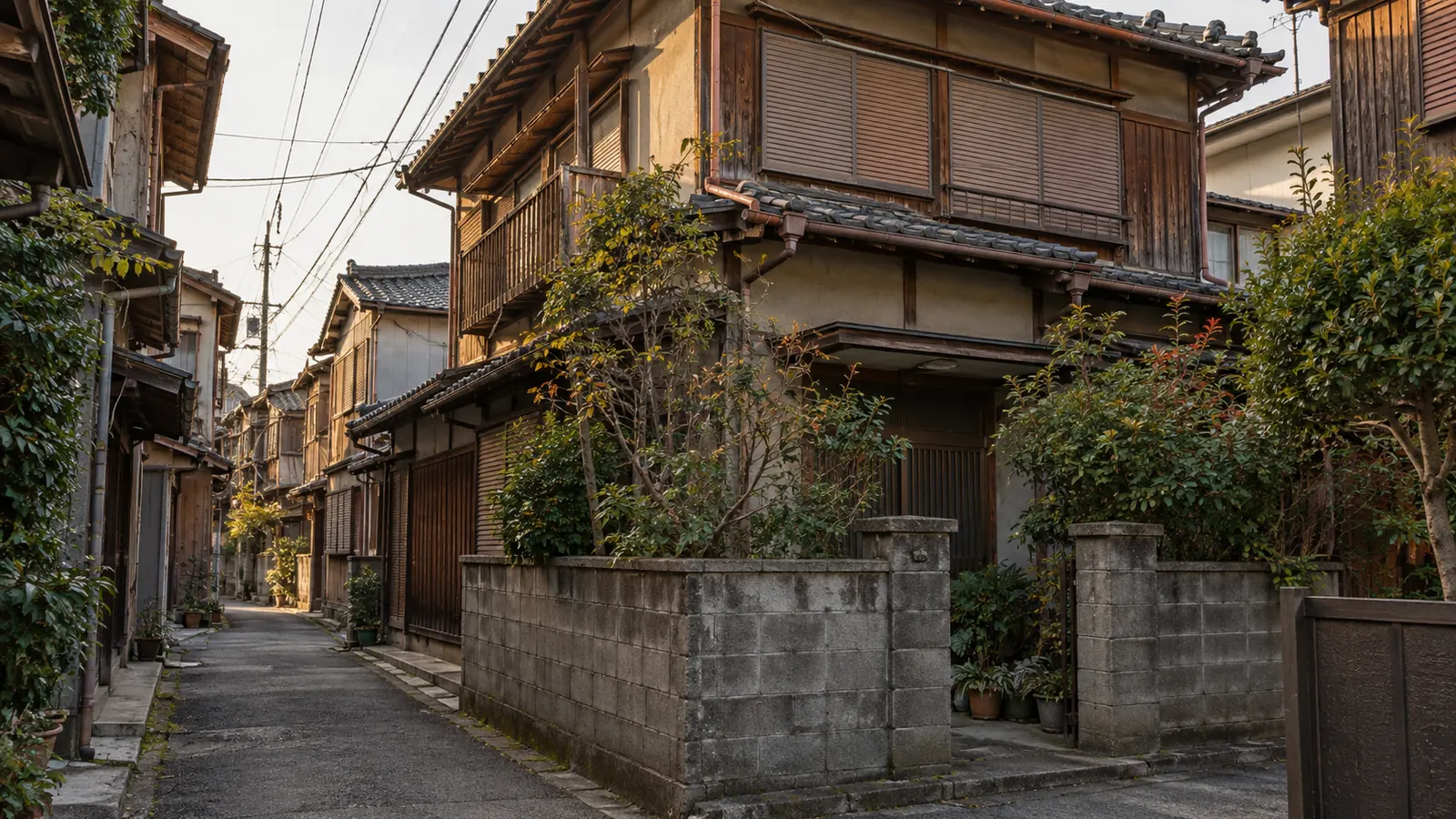 尼崎市の住宅街に建つ、築年数の古い木造2階建ての家