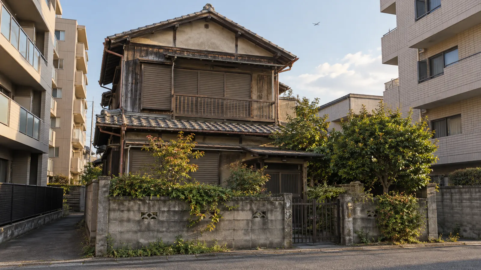 伊丹市の住宅街に建つ、築年数の古い木造2階建ての家