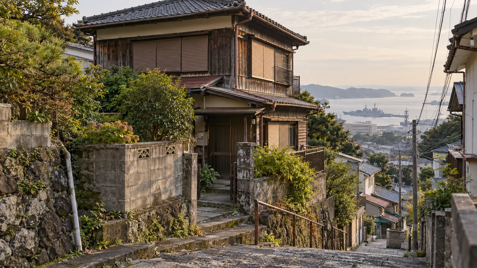 横須賀市の住宅街に建つ、築年数の古い木造2階建ての家