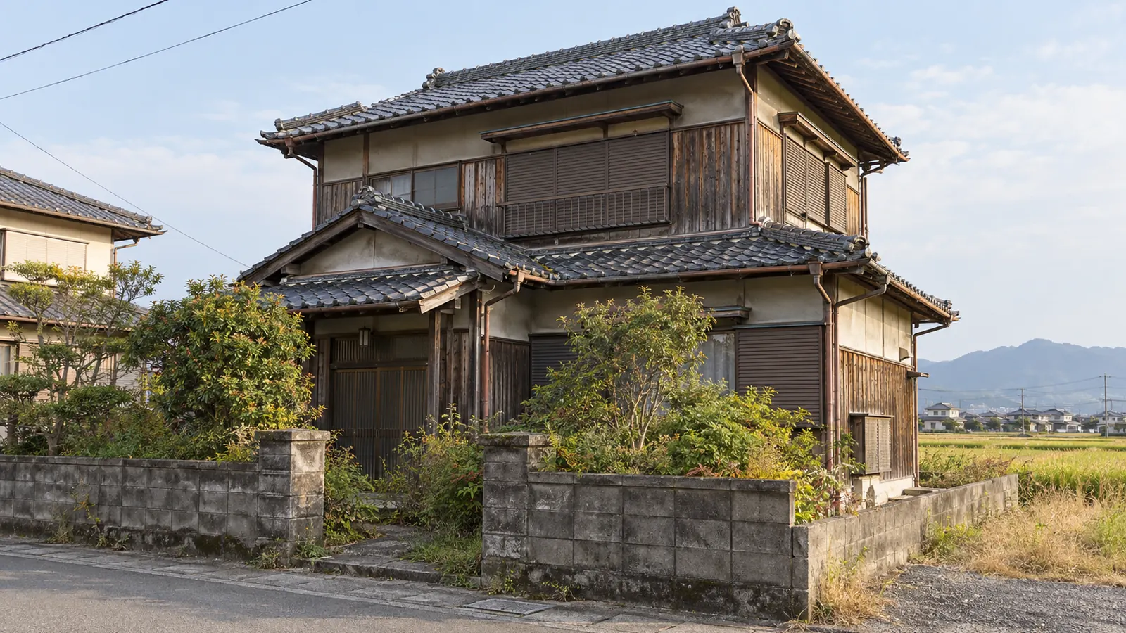 八代市の住宅街に建つ、築年数の古い木造2階建ての家