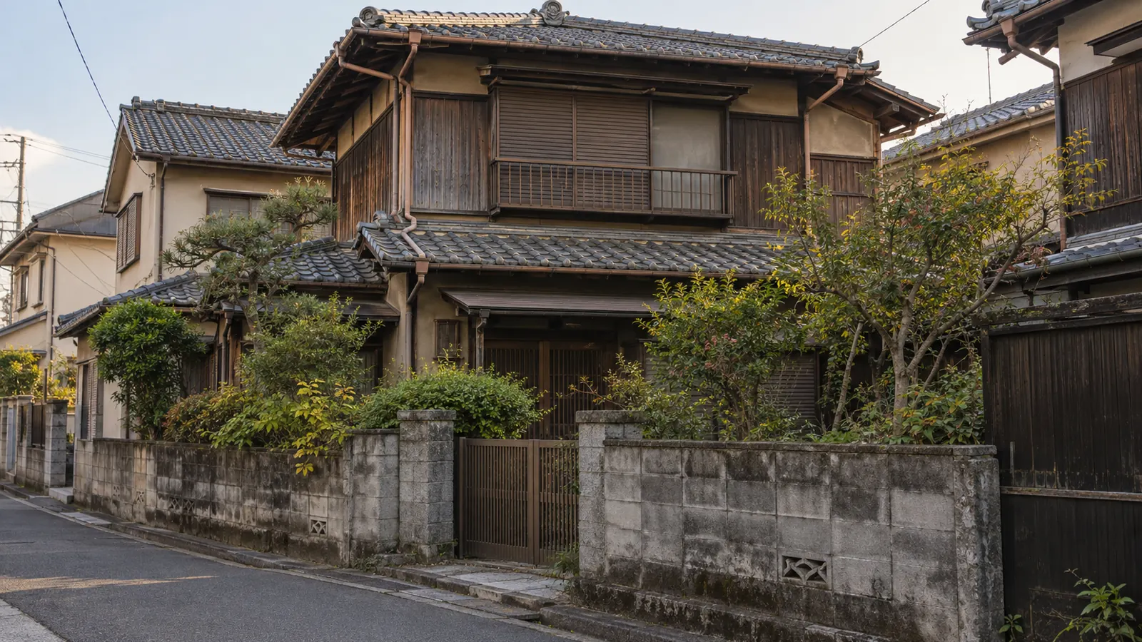 堺市の住宅街に建つ、築年数の古い木造2階建ての家
