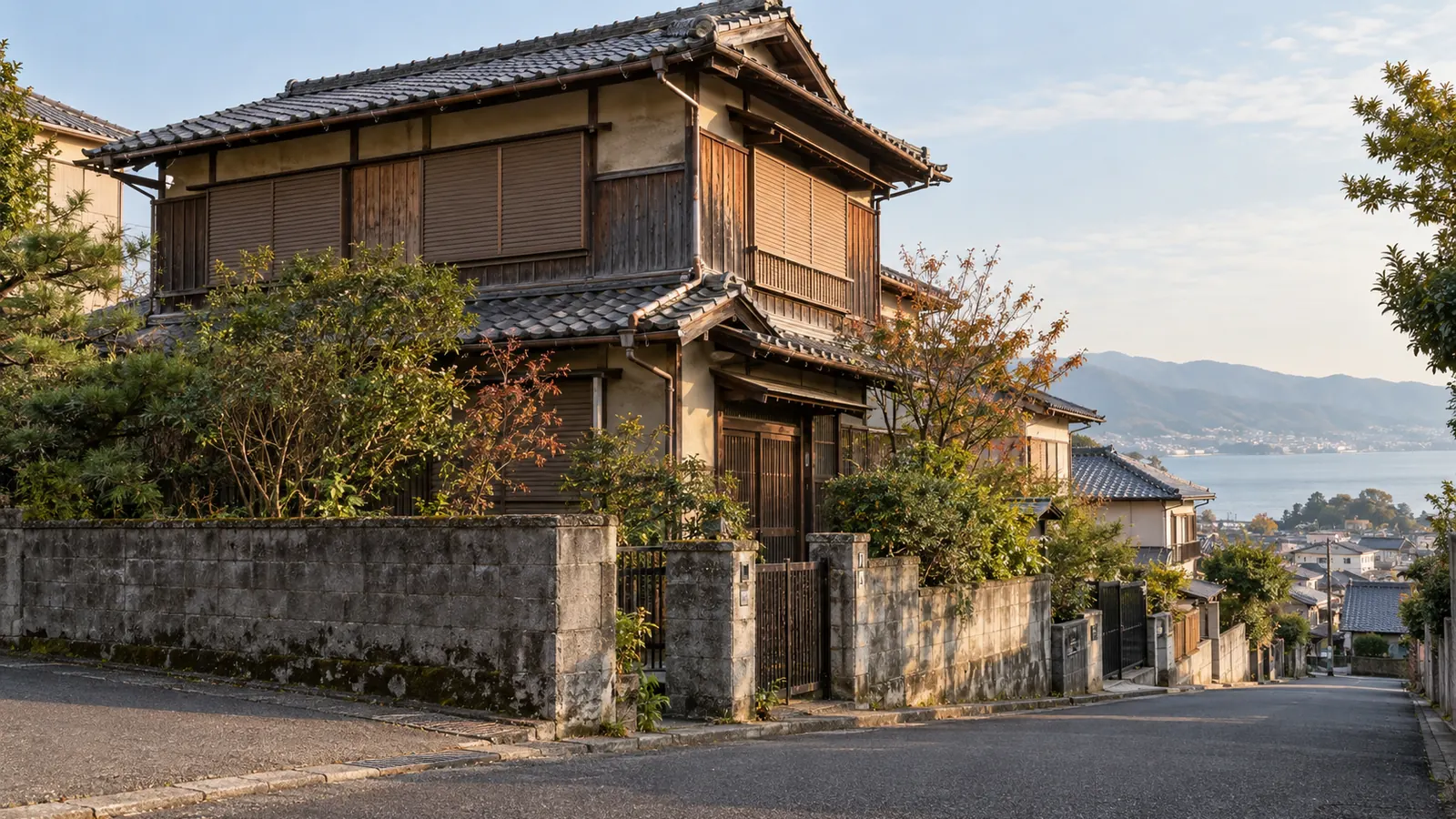 大津市の住宅街に建つ、築年数の古い木造2階建ての家