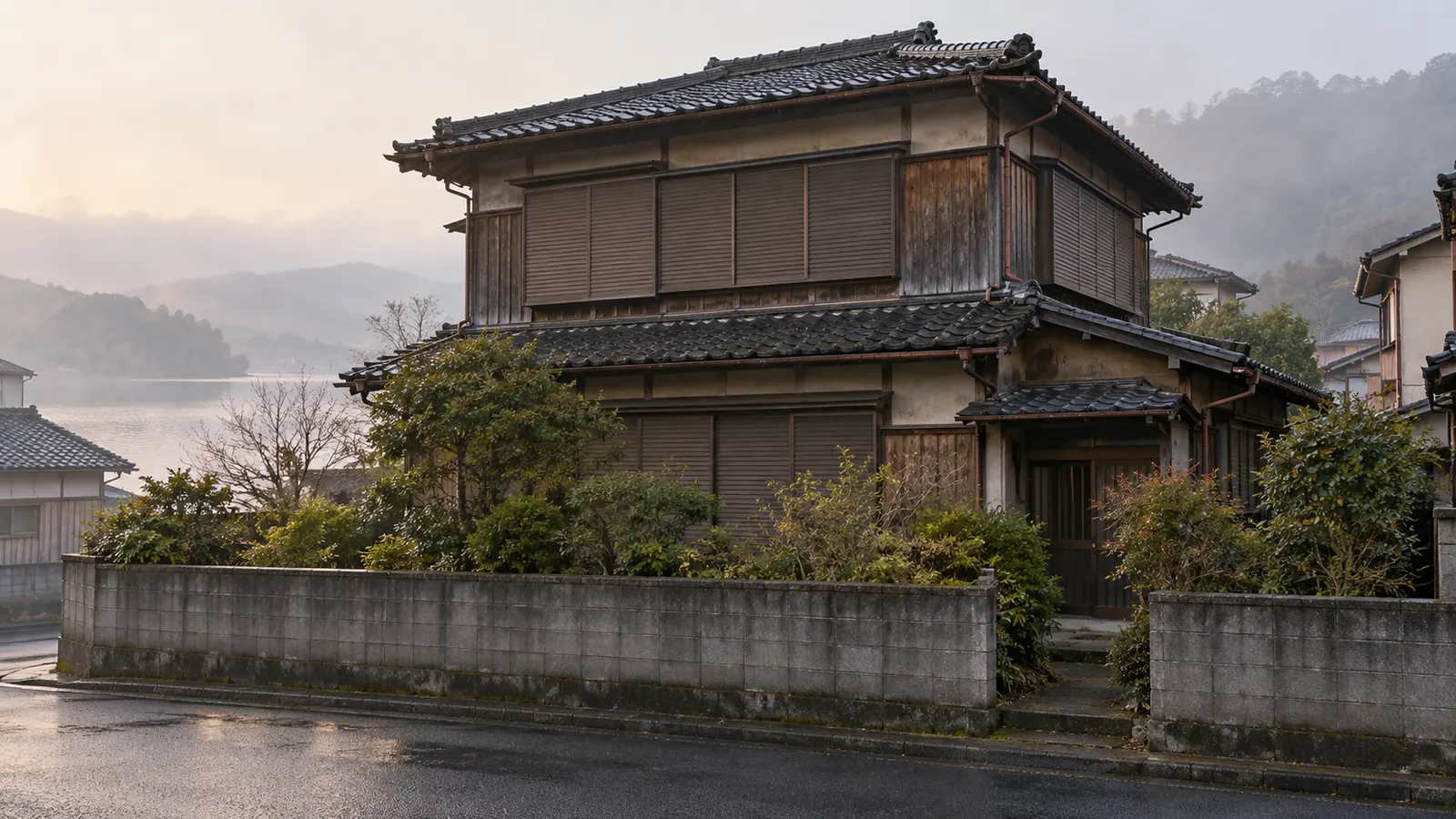 松江市の住宅街に建つ、築年数の古い木造2階建ての家
