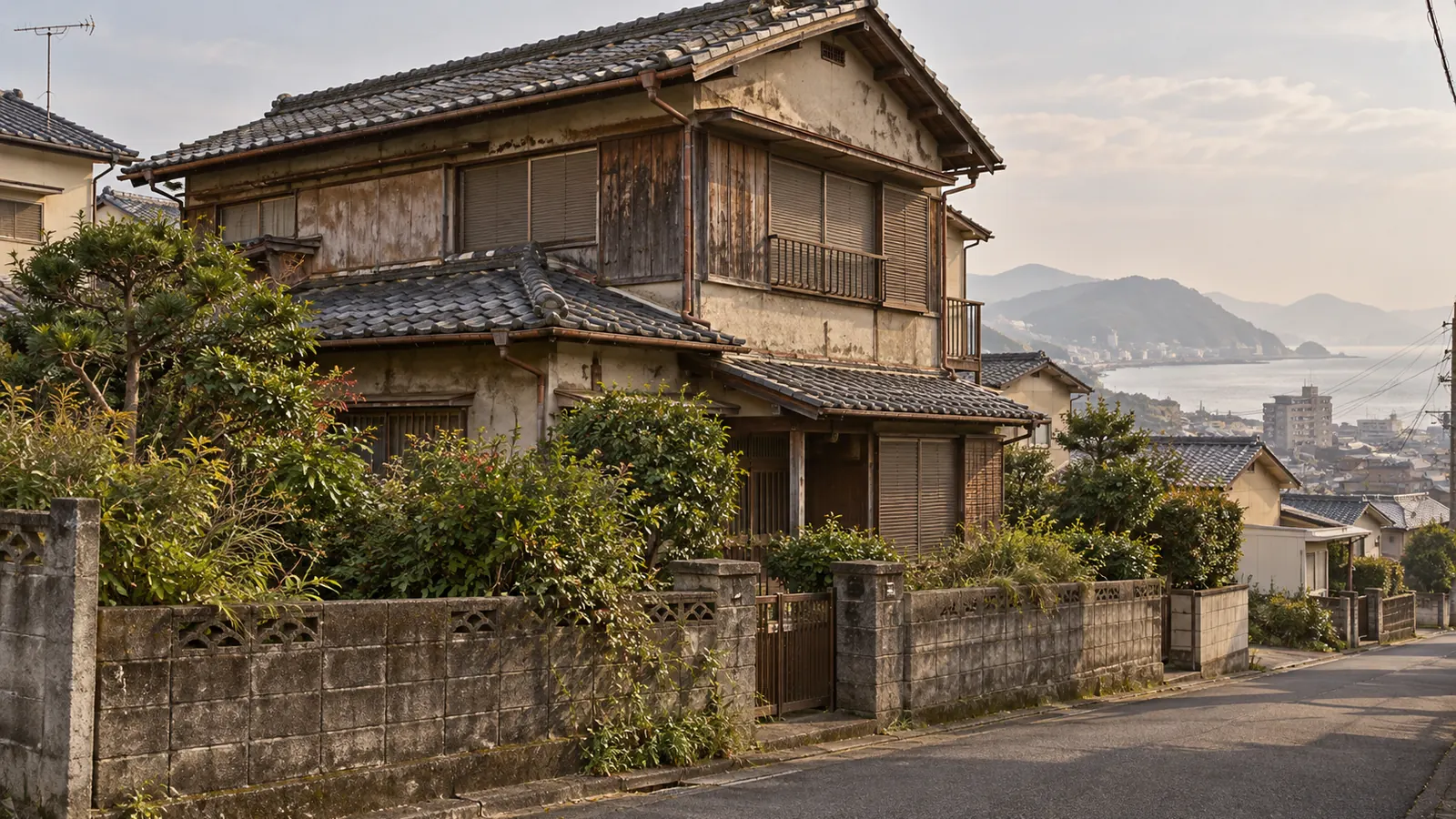 沼津市の住宅街に建つ、築年数の古い木造2階建ての家