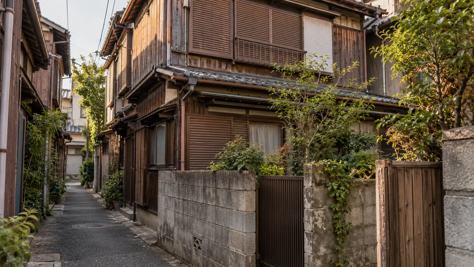 荒川区の住宅街に建つ、築年数の古い木造2階建ての家