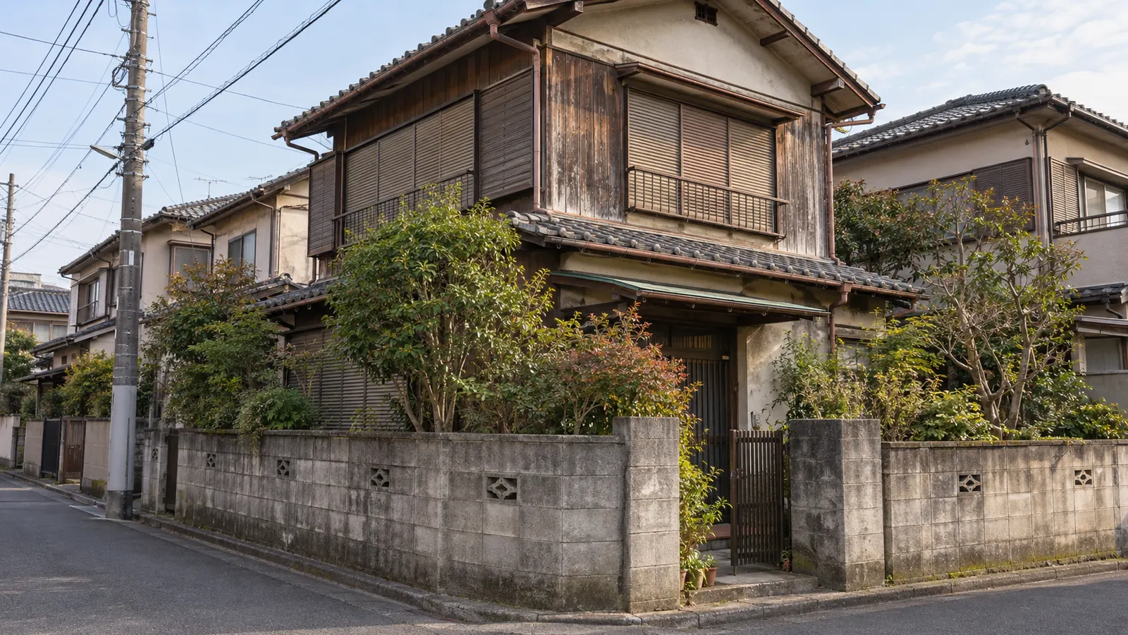 江戸川区の住宅街に建つ、築年数の古い木造2階建ての家