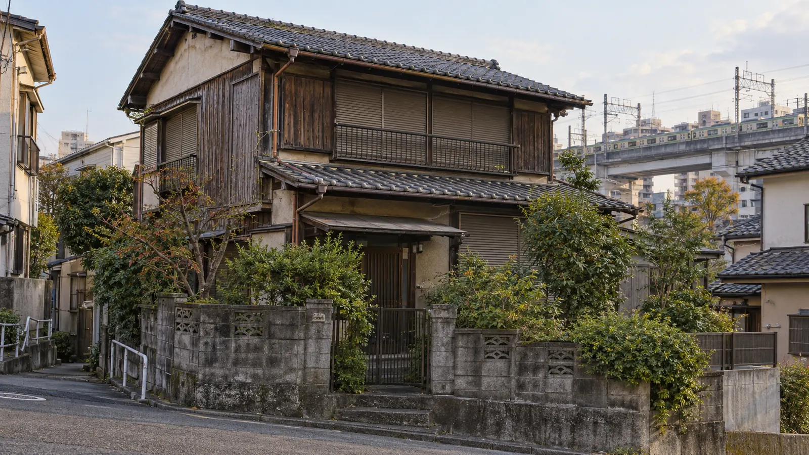 北区の住宅街に建つ、築年数の古い木造2階建ての家
