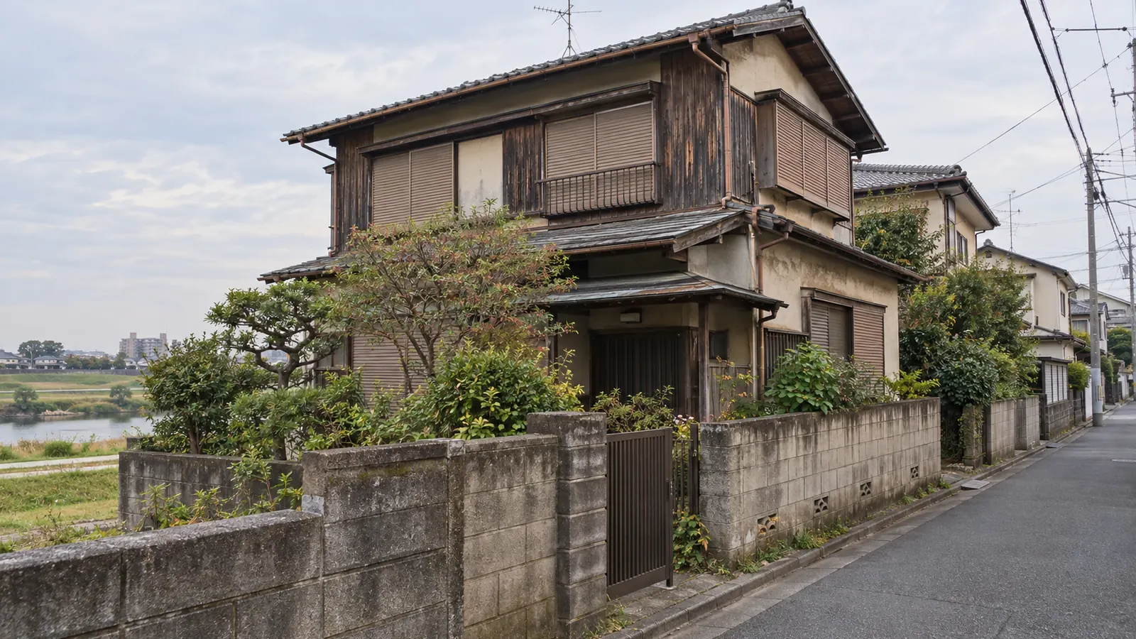 狛江市の住宅街に建つ、築年数の古い木造2階建ての家
