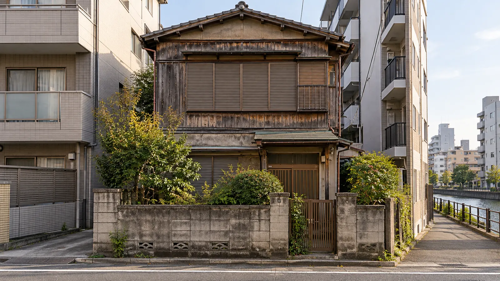 江東区の住宅街に建つ、築年数の古い木造2階建ての家