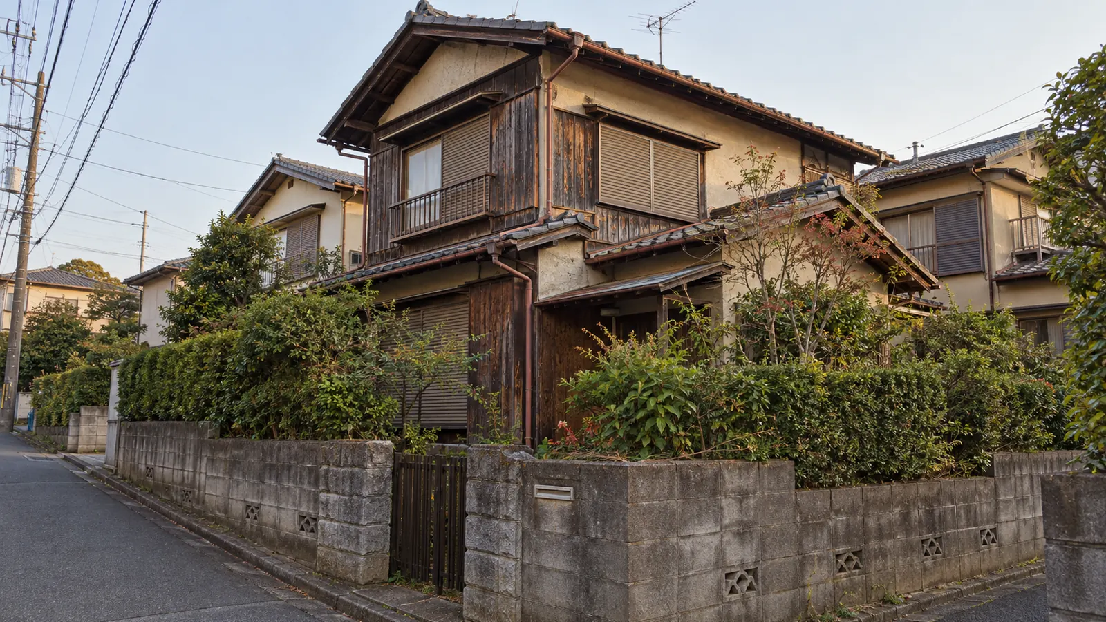 町田市の住宅街に建つ、築年数の古い木造2階建ての家