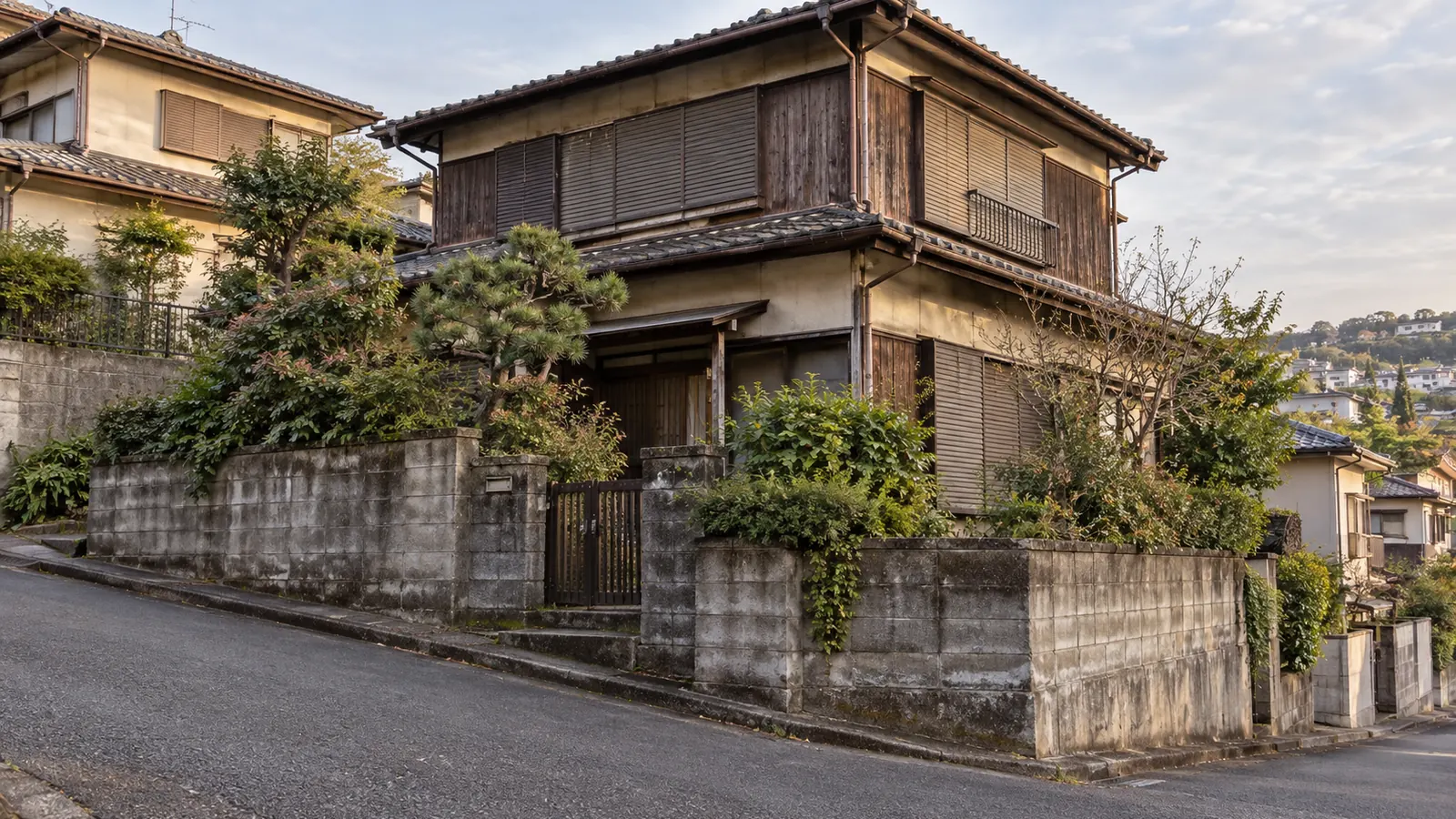 中野区の住宅街に建つ、築年数の古い木造2階建ての家