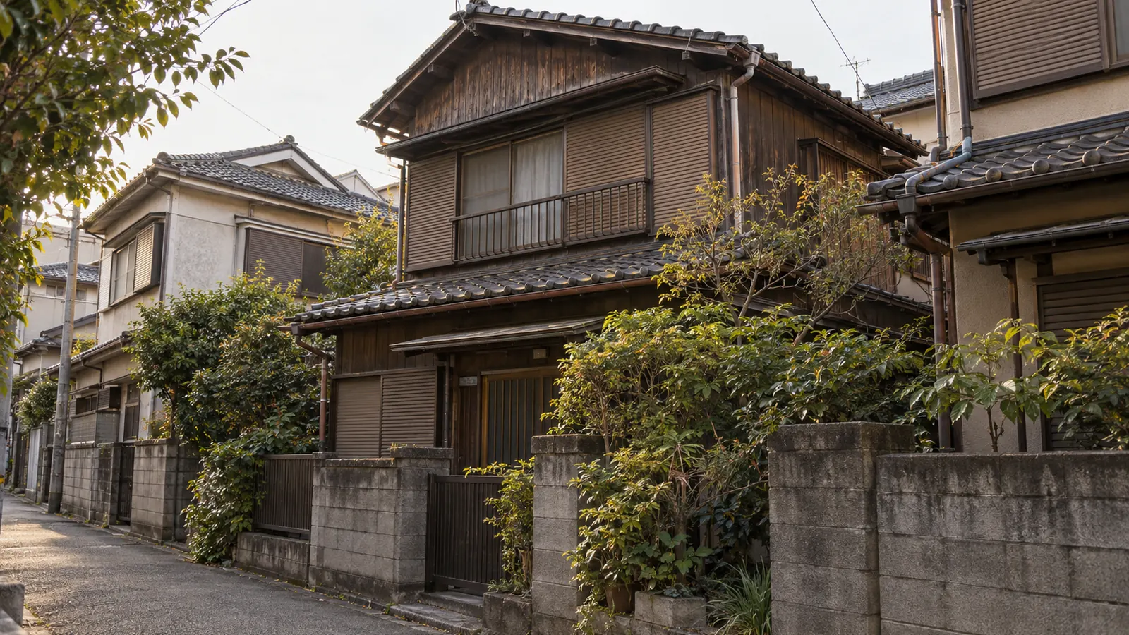 大田区の住宅街に建つ、築年数の古い木造2階建ての家