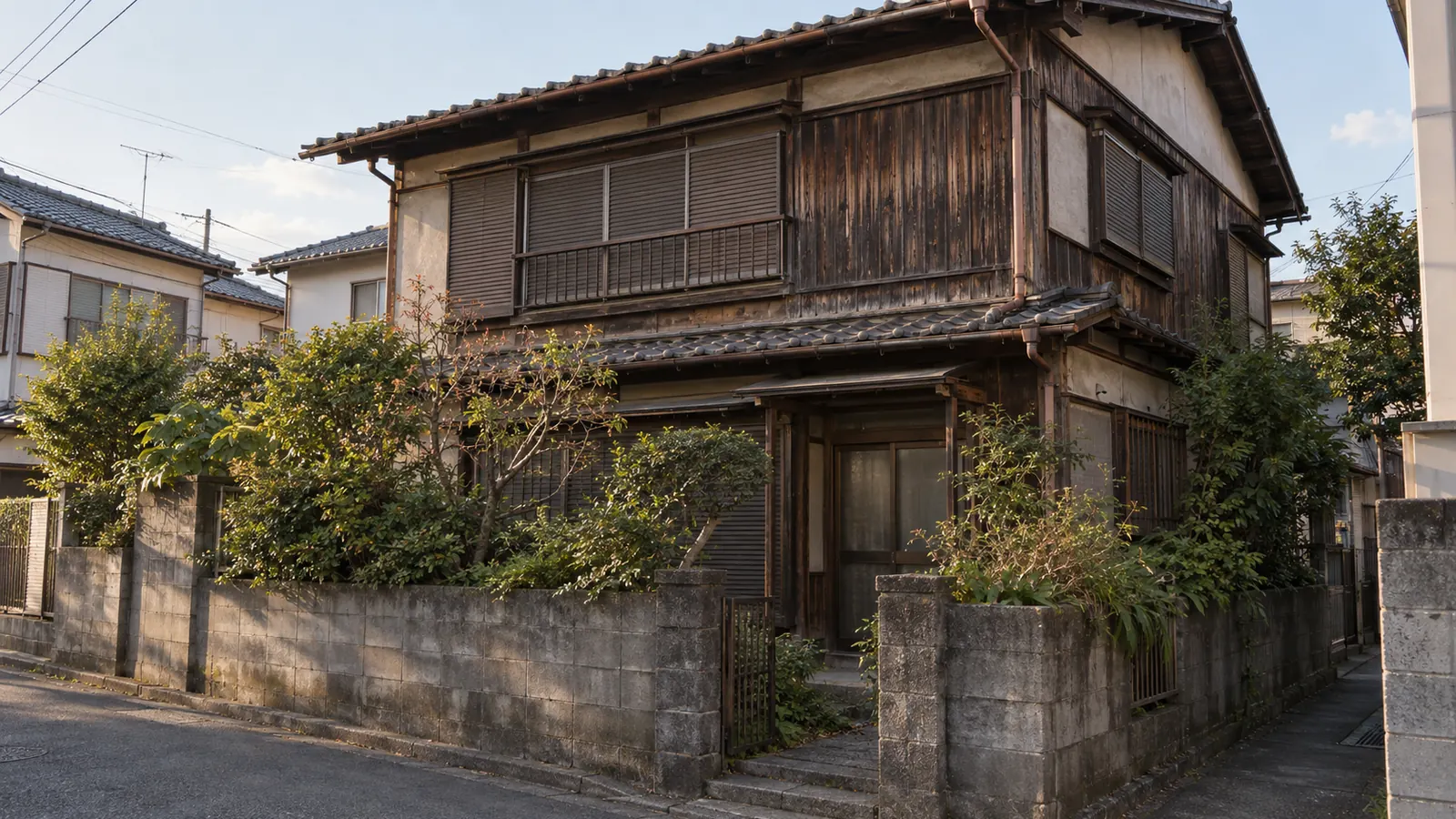 杉並区の住宅街に建つ、築年数の古い木造2階建ての家