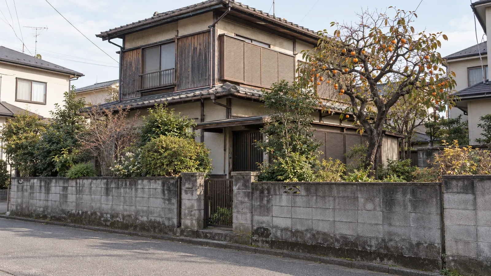 立川市の住宅街に建つ、築年数の古い木造2階建ての家