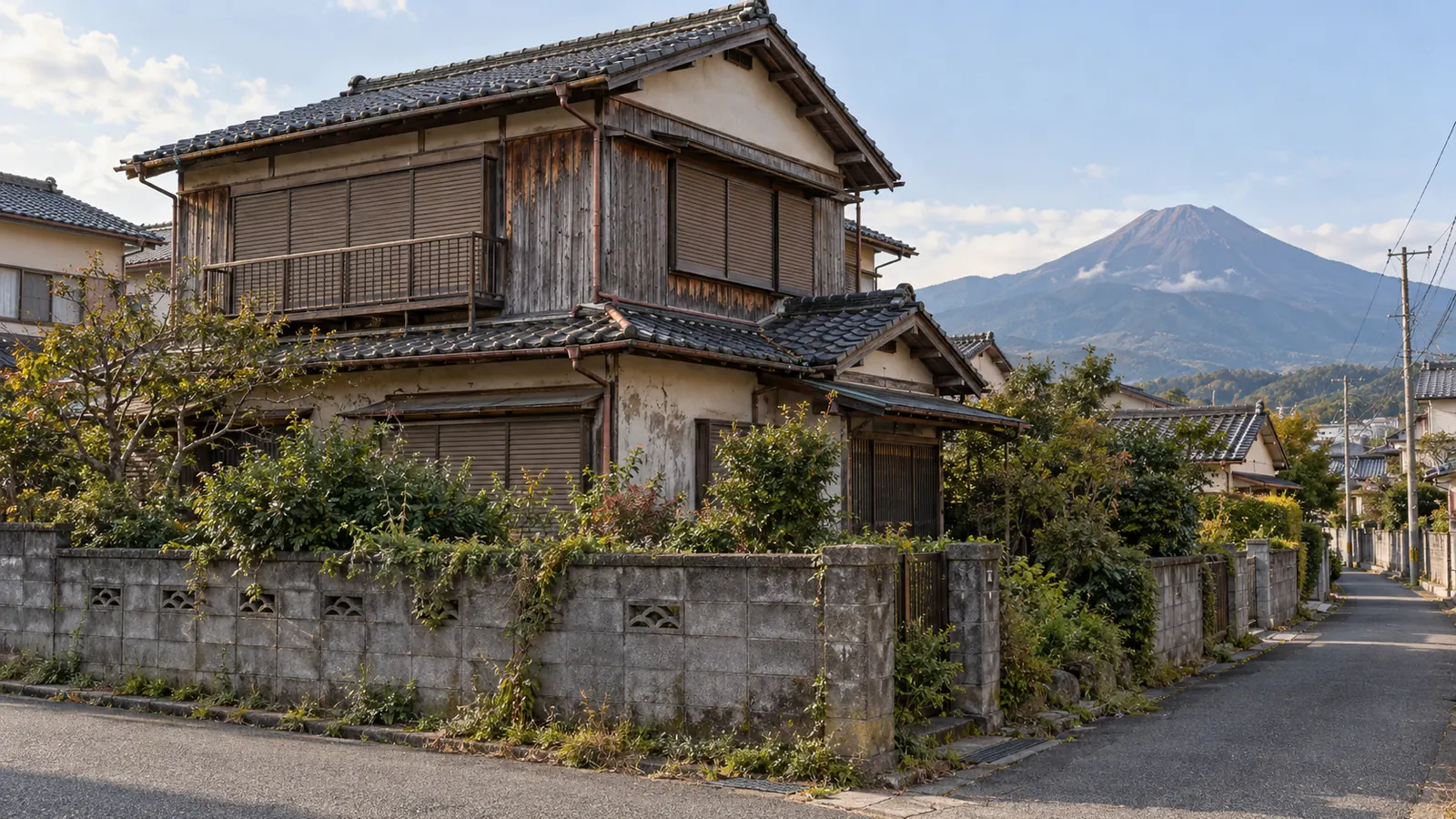 米子市の住宅街に建つ、築年数の古い木造2階建ての家